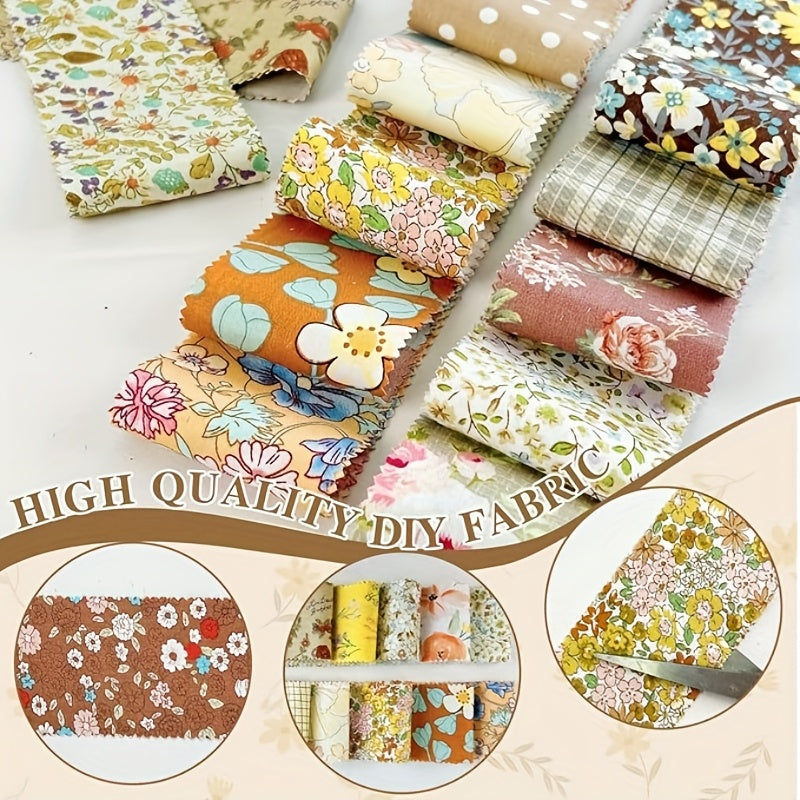 80 Precut Cotton Jelly Roll Fabric Strips - 20 Assorted Khaki & Brown Floral Print Quilting Fabric, 2.5"x20" Wide for DIY Quilts, Making, Patchwork Borders - Pre-Cut for Beginners & Experts (No Required)