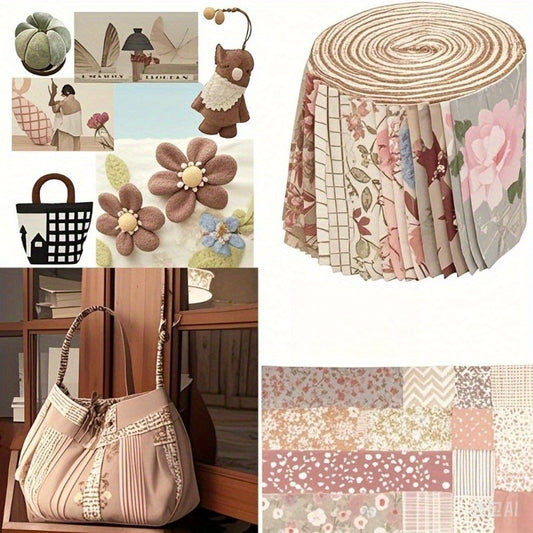 40pcs 6, 5cm*50cm (2, 6 inches*19, 7 inches) Cotton Mixed Color System Patchwork Jelly Rolls, DIY Patchwork Crafts Materials, Patchwork Kits with Different Patterns Included, Hobbyist Pre-Cut DIY Handmade Dolls Clothes and Se