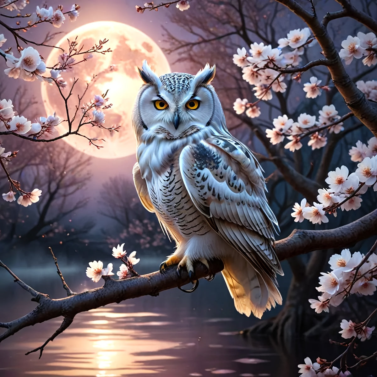 ZUOANLF 1set 40x40cm/15. 7x15. 7Inch DIY Cross Stitch Kit Frameless, Beautiful owl, stamped cross stitch kits, Embroidery Set for Home Decor, Includes Patterned Fabric & Threads, Perfect for Living Room Entrance or Bedroom De