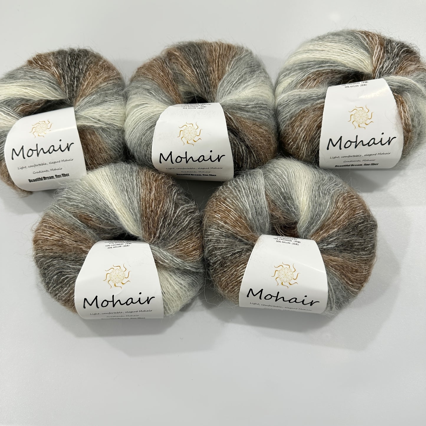 5pcs of Gradient Dyed Yarn, Hand-Woven in Candy Colors, Ultra-Soft Long Pile with Shiny Threads, Suitable for DIY Crochet, Knitting Scarves And Sweaters.