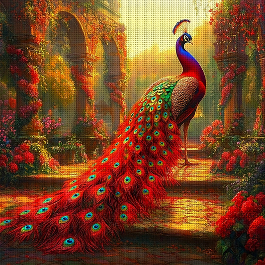 ZUOANLF 1set 50x50cm/19. 7x19. 7Inch DIY Cross Stitch Kit Frameless, Beautiful peacock, stamped cross stitch kits, Embroidery Set for Home Decor, Includes Patterned Fabric & Threads, Perfect for Living Room Entrance or Bedroo