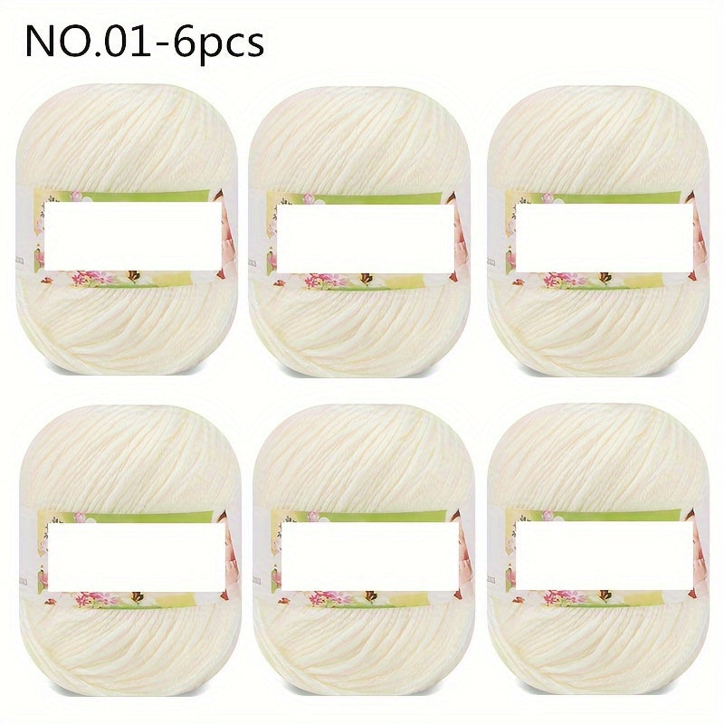 Luxurious 6pcs Soft & Warm Yarn - 10.58oz Each, 60% Silk, 30% Wool, 10% Cashmere Blend for DIY Knitting and Crocheting - Available in Multiple Colors, Chunky Yarn