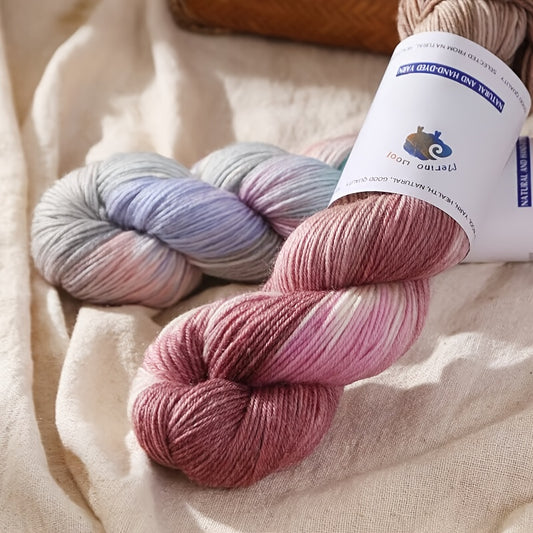 3-Pack Soft Wool Blend Yarn, 52% Wool, 10% Cashmere, 38% Polyester, Multicolored & Self-Striping, Variegated & Heather Ombre, 100g Each, 270m Total, for Knitting Scarves, Blankets, Sweaters, Hats, Gloves, Socks