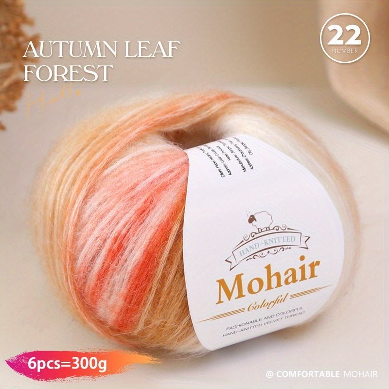 1 large bag = 6 skeins of yarn, rainbow gradient colors available. Suitable for DIY crafting materials such as knitting tops, pants, scarves, gloves, and other handmade items. Composition: 90% polyester, 10% wool