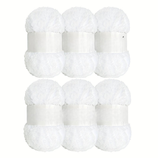 6-Pack Soft Coral Fleece Yarn, 100% Polyester, Assorted Colors (White, Black, Deep Pink), DIY Knitting and Crochet for Scarves, Sweaters, Blankets
