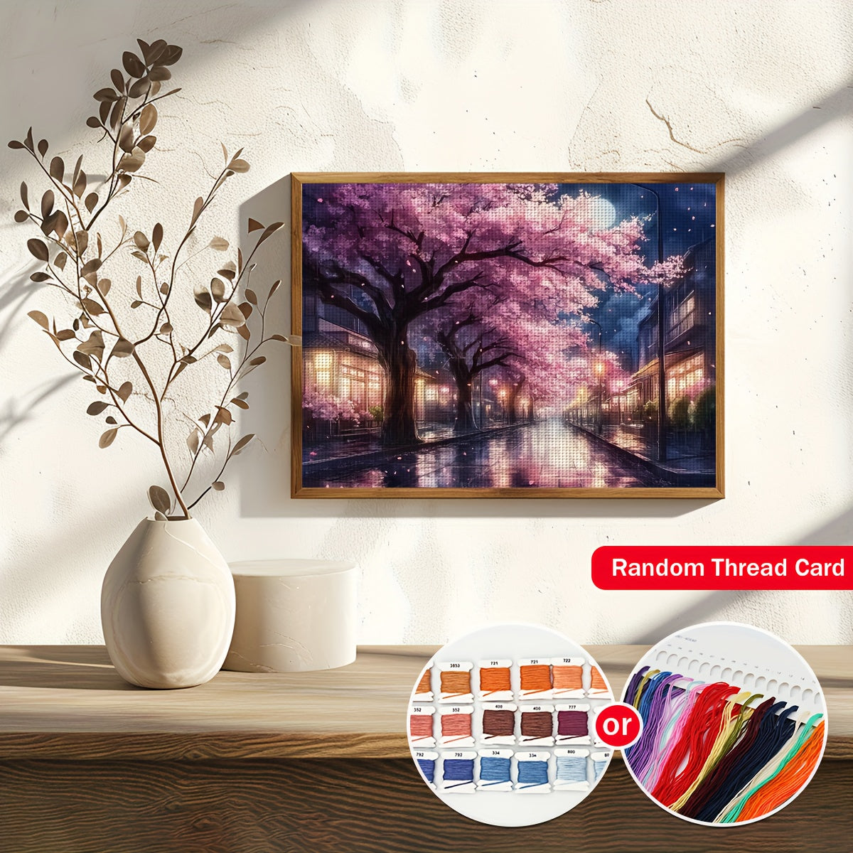 Autumn Street Scene Cross Stitch Kit, JOZYSH 11.8x15.7in - Complete Embroidery Set with Pattern, Fabric, Threads, Needles & Instructions - Ideal for Living Room & Bedroom Decor, DIY Craft Kit|Scenic Embroidery|Detailed Instru