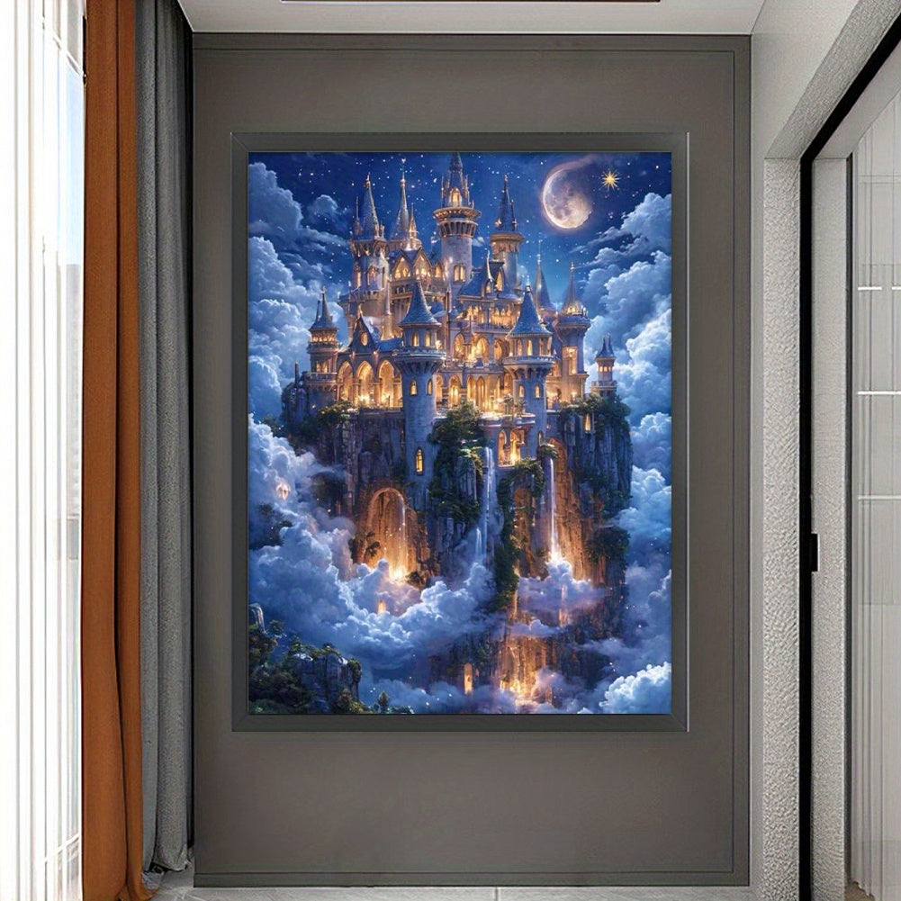 Stamped Cross Stitch Kits for Adults, Castle Embroidery Kits for Beginners, 11CT Patterns, Counted Embroidery Needlepoint Kits Home Decor, 17.7 x 23.6 inch