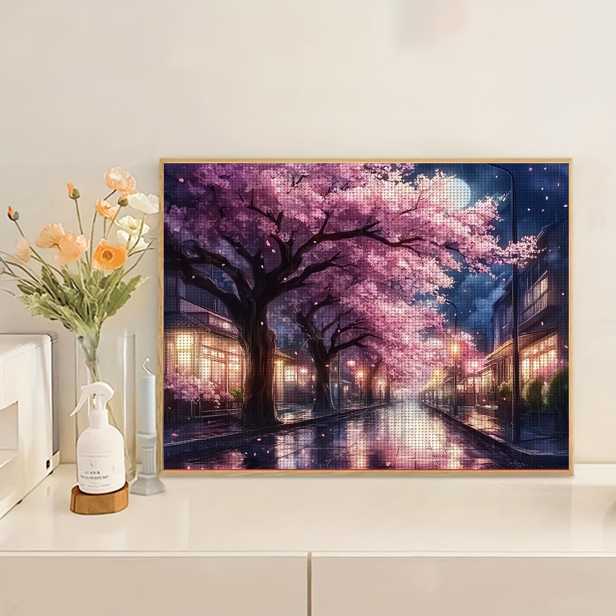 Autumn Street Scene Cross Stitch Kit, JOZYSH 11.8x15.7in - Complete Embroidery Set with Pattern, Fabric, Threads, Needles & Instructions - Ideal for Living Room & Bedroom Decor, DIY Craft Kit|Scenic Embroidery|Detailed Instru