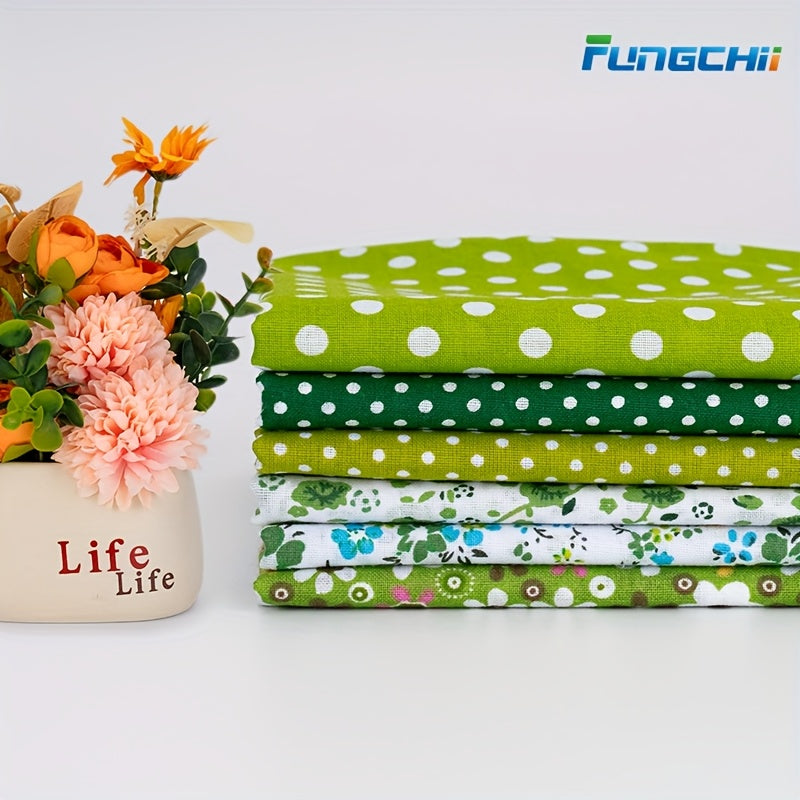 6pcs 20"x20"Cotton Fat Quarter Bundles -Floral, Star & Check Patterns, Vibrant Colors, Machine Washable Pre-Cut Fabric for DIY Quilting, Patchwork, Cushions, Doll Clothes & Craft Projects, Quilting Materials, Pattern Variety,