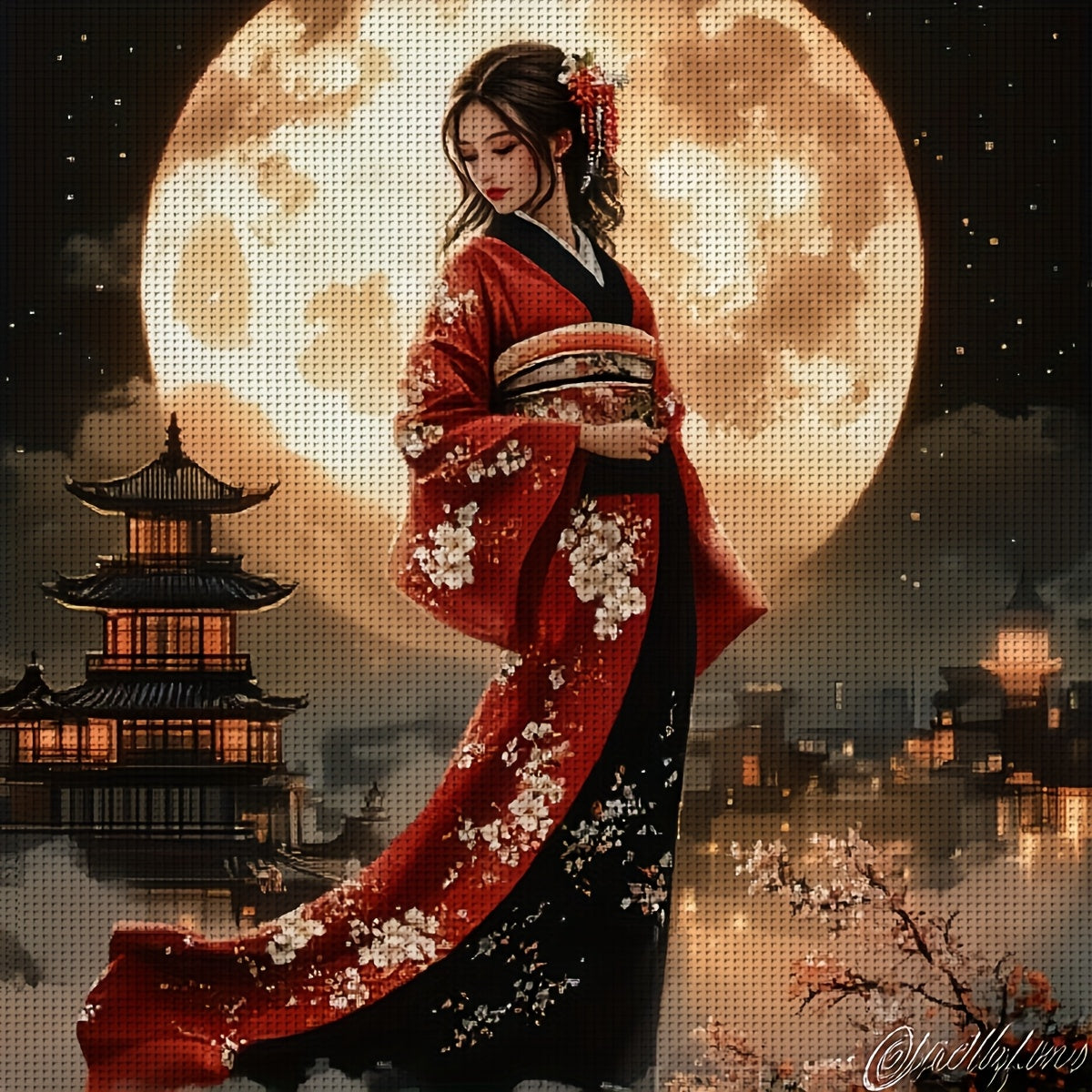 JOZYSH 1 set of printed cross stitch adult set 40x40cm/15.7x15.7in, holiday gift for home decoration, simple decoration for Chinese ladies, 11CT/14CT embroidery craft needle set for all seasons, Seasonal Decoration, DIY Embro
