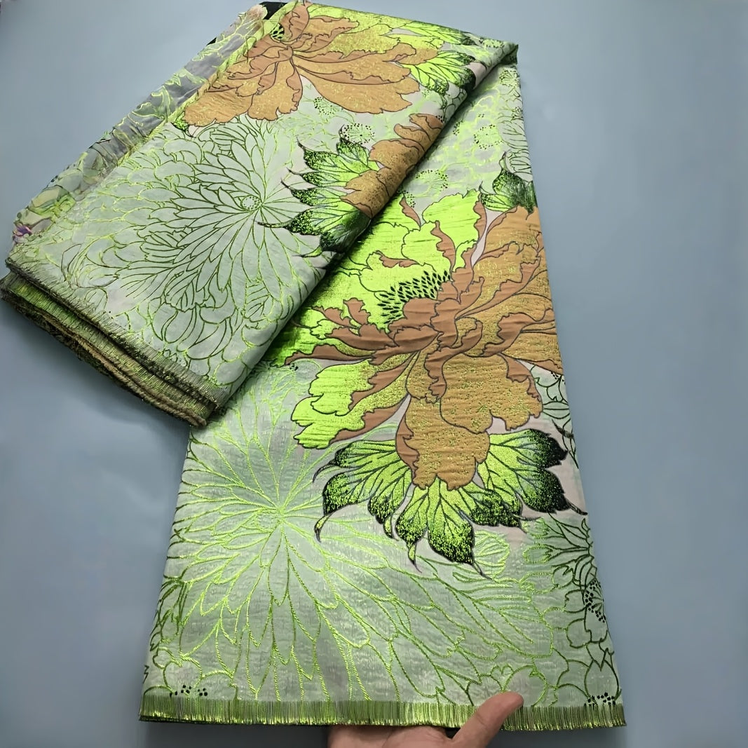 African 5 Yards/pc Jacquard Brocade Lace Fabric, Nigerian Elegant Gild Brocade Floral Pattern Lace Fabric, for Wedding/Daily/Party, Nigerian Attire, Wedding Fabric, Stylish Lace, Decorative Lace, Premium Lace, Hand Wash Only,