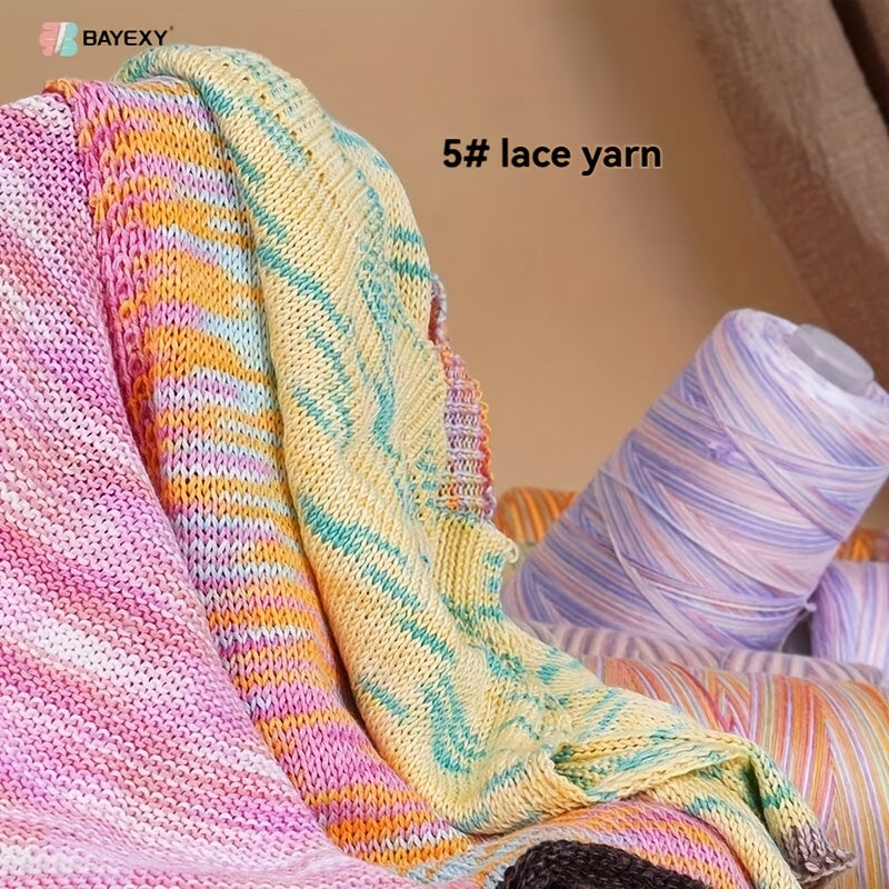 2pcs 620g 90% and 10% Linen Yarn | Soft Light Beige, Ideal for Knitting, Crocheting, Handcrafts - 2025 New Segment Dyeing 5# Lace Thread, Lightweight and Breathable for Spring and Summer Crafts - Professional Use