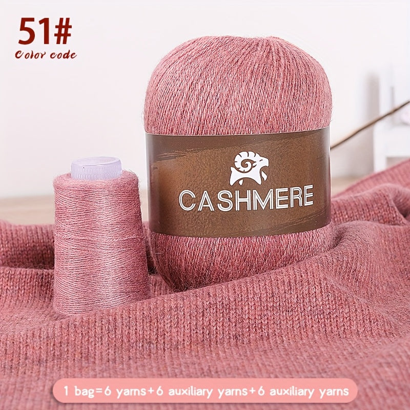6Pairs Cashmere 100. Yarn, Soft Warm Yarn for DIY Crocheting And Knitting Hat, Scarf Total 300G+120G