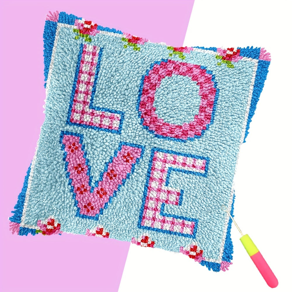 Latch Hook Kit DIY Throw Pillow Cover Sofa Cushion Owls and love Pattern Cross Stitch Material Pack