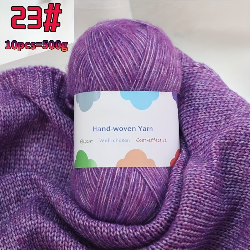 1 Large Bag of 1.1 LB Affordable Colorful Bamboo Fiber Yarn for Handmade Materials, Knitted Fashion Sweaters, Scarves, Hats, Shawls, Jackets, Hollowed-Out Jackets, Clothing Accessories Yarn Balls, Bamboo Fiber 85% 1 Bag = 10p