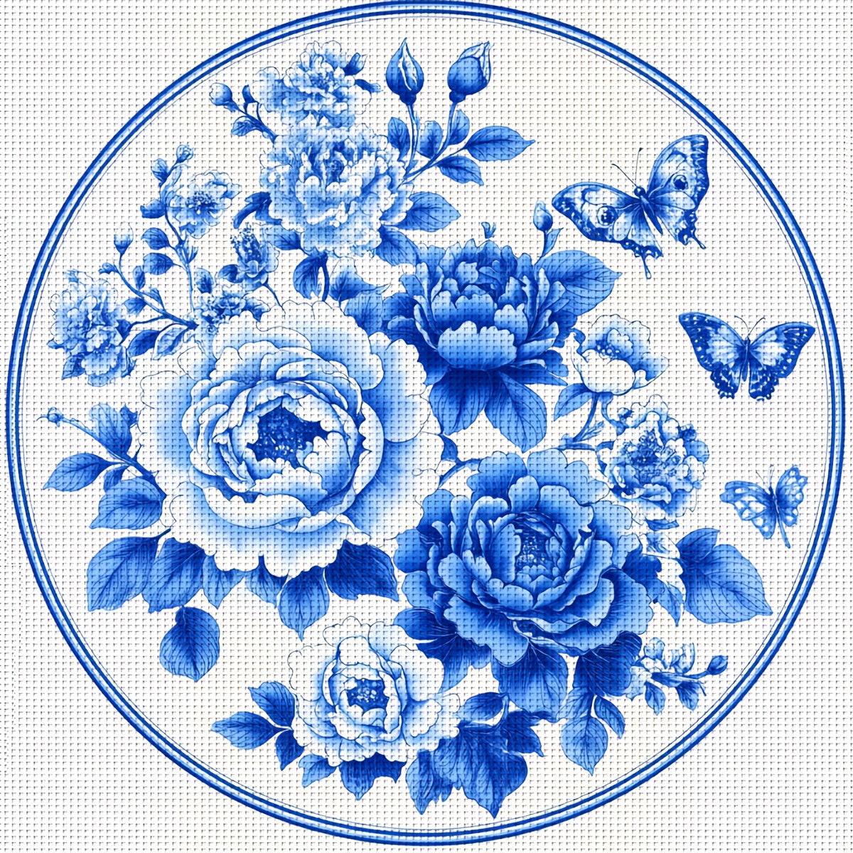 ZUOANLF 1set 40x40cm/15.7x15.7Inch DIY Cross Stitch Kit Frameless, Beautiful flowers, tamped cross stitch kits, Embroidery Set for Home Decor, Includes Patterned Fabric & Threads, Perfect for Living Room Entrance or Bedroom D