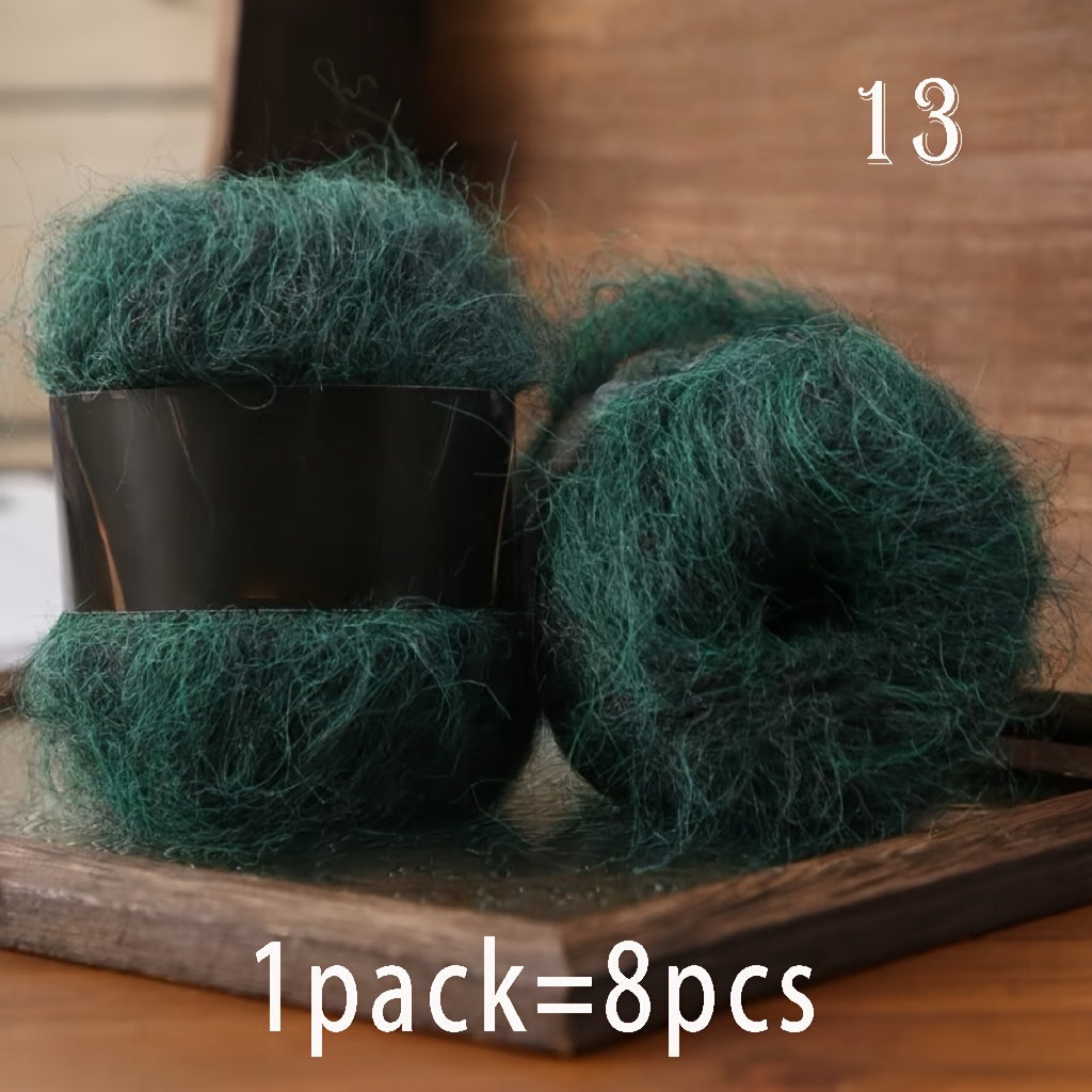 8pcs Luxury Alpaca & Yarn, Soft Fluffy Cloud Fiber Blend for Knitting and Crochet, Fashion Sweaters, Cardigans, Scarves, Hats, Shawls, Tops, Coats, Alpaca,