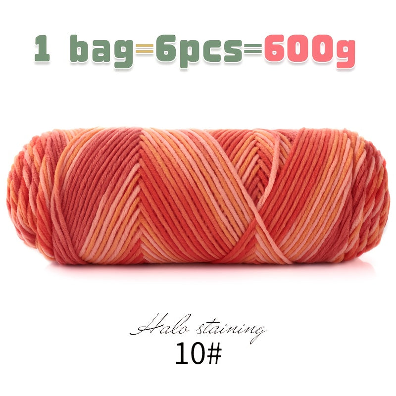 1 Large Bag 600g Soft Ombre Yarn Rainbow Gradient Colorway for Crafting, Casual Hand-Knitting Materials to Make Fashionable Sweaters, Scarves, Hats, Gloves, Storage Baskets