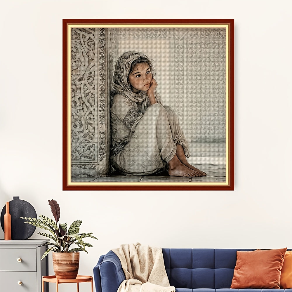 Cross Stitch Kit - Frameless Fabric Art, Floral Pattern Print, 11CT, All-Season Craft Set with Threads and Needles, Ideal for Home Decor and Gifts, Craft Kit|Floral Pattern|Detailed, Cross Stitch Kits, Complete Canvas Kit Wit