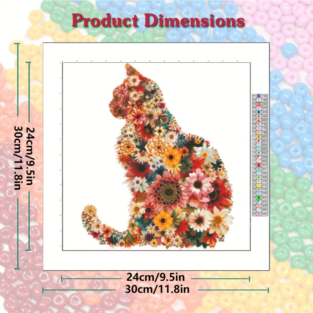 Cat Flower Theme Cross Stitch Kits DIY Part Bead Embroidery Adults Creative Handmade Home Decoration Gifts