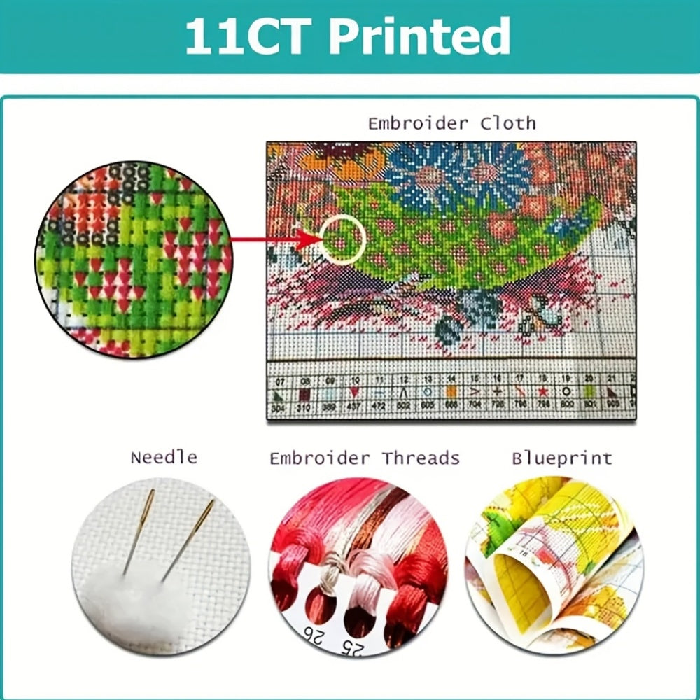 1 Set - Creative Dreamy Owl Theme Cross Stitch Painting Kit, DIY High-Quality Needle and Thread Embroidery Supplies, 11CT Cross Stitch Embroidery Fabric Painting Crafts, Enjoy the Fun of Handmade Creations, Ideal for Home Wal