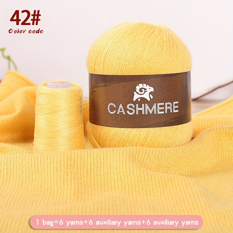 6Pairs Cashmere 100. Yarn, Soft Warm Yarn for DIY Crocheting And Knitting Hat, Scarf Total 300G+120G