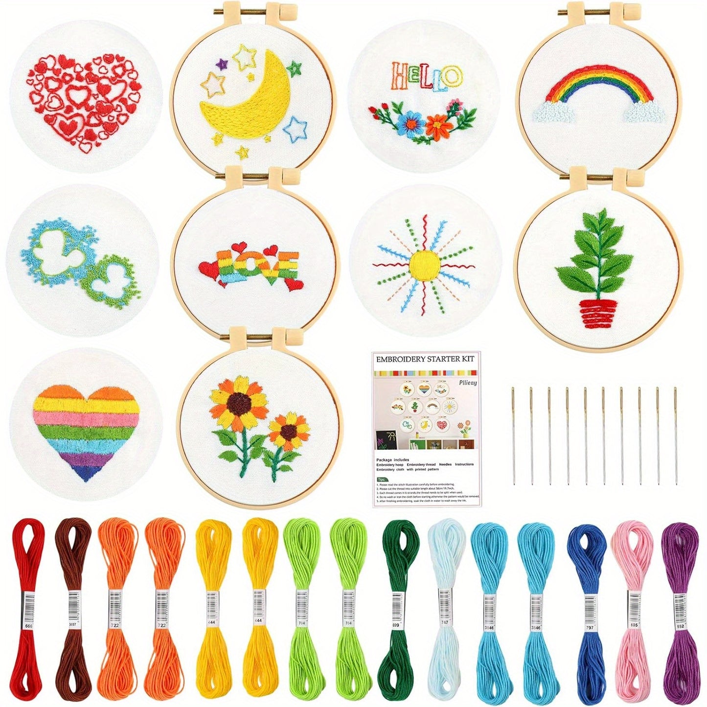 Pllieay 10pcs Cross Stitch Kits for Beginners, Embroidery Beginner Kits for Kids 7-13, Include Instructions, Cross Stitch Kits with Pattern, Needlepoint Kits for Embroidery Projects, Diy Needlework, Hand Stitching, Fantasy Th