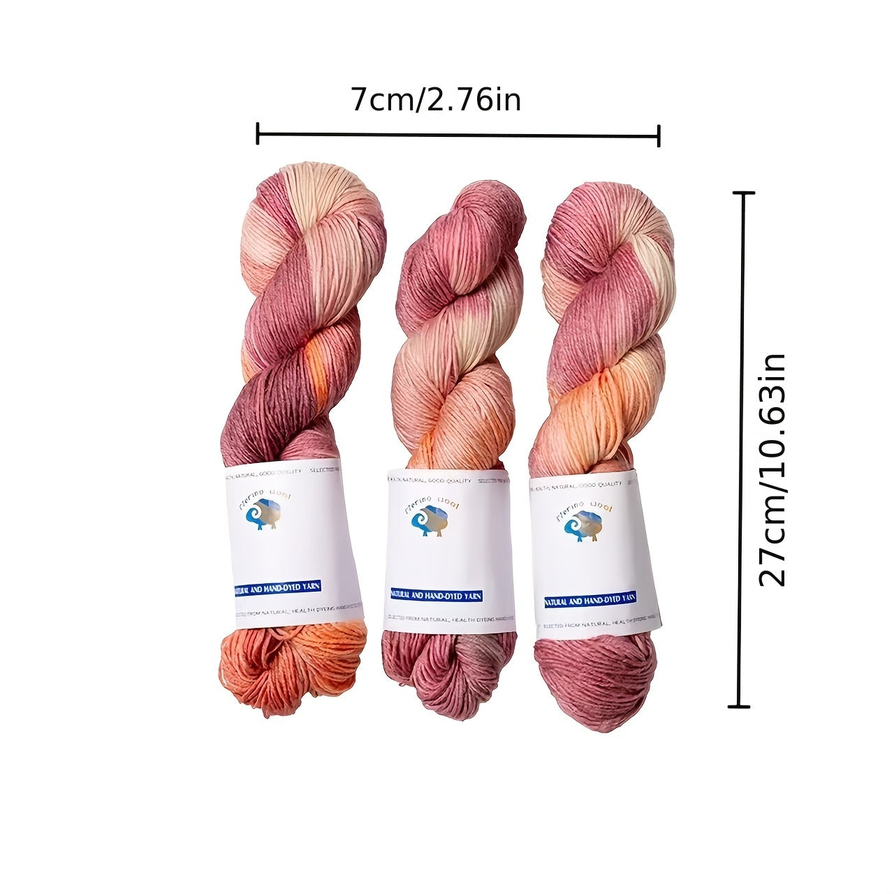 3pcs Hand-dyed Beautiful Wool Yarn for DIY Hand-knitted Scarf, Hat, Sweater, for Knitting Scarves, Blankets, Sweaters, Hats, Gloves, Socks