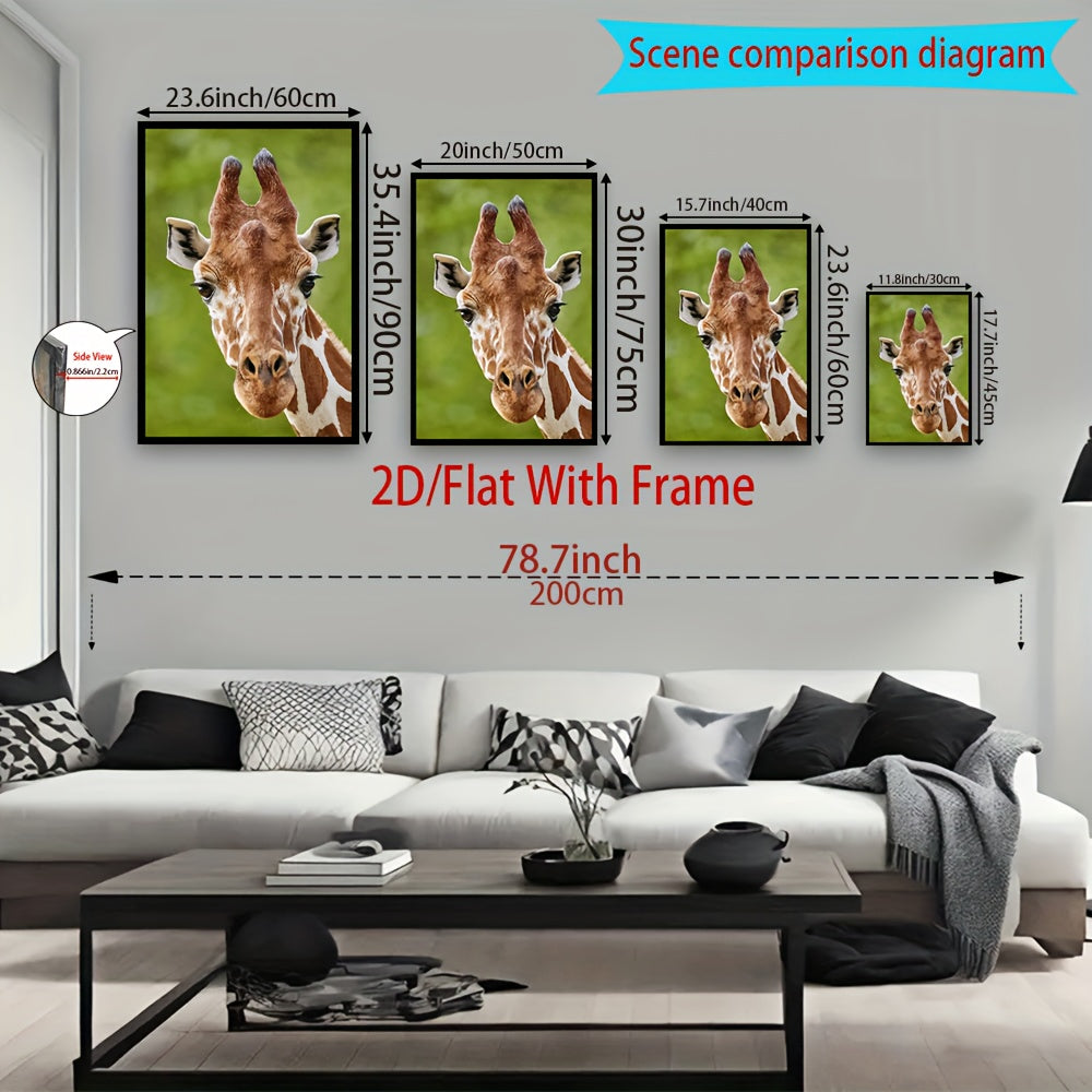 2D Flat, Framed Giraffe Close-Up Canvas - Modern Classic Wall Art Poster Print, Vibrant Giraffe Face Picture, Living Room, Bedroom Decor, 2D Flat, Giraffe Cross Stitch Kit, Giraffe Cross Stitch Kits
