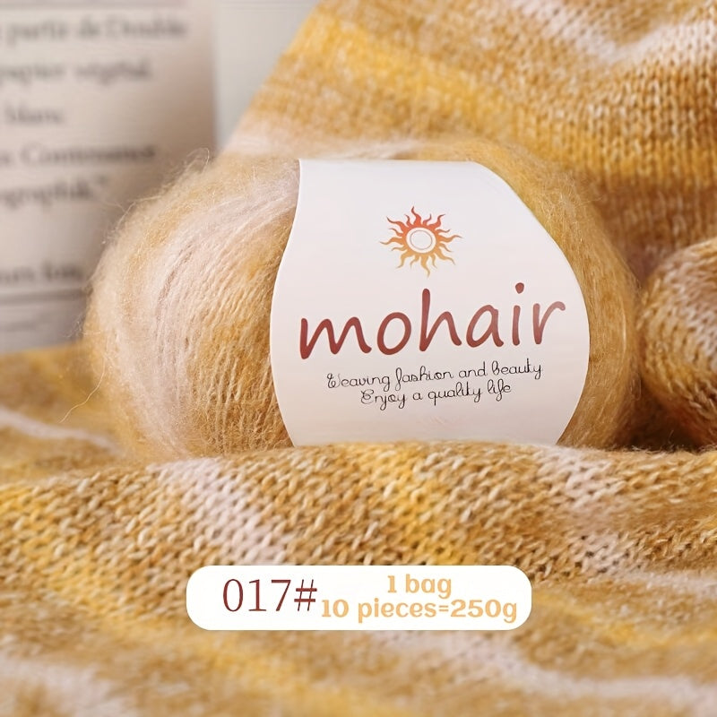 10 Skeins, 250g Each - Colorful Marled & Blend Yarn, Self-Striping Pattern for Knitting, Crochet, Scarves, Hats, Shawls, Crafting Yarn|Multicolor Fiber|Soft Texture Yarn