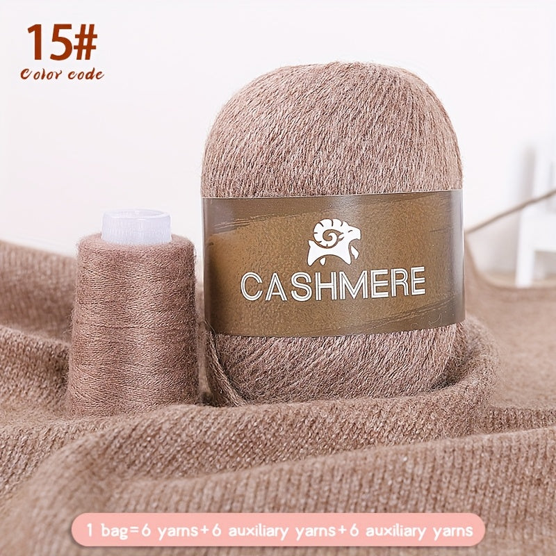 6Pairs Cashmere 100. Yarn, Soft Warm Yarn for DIY Crocheting And Knitting Hat, Scarf Total 300G+120G