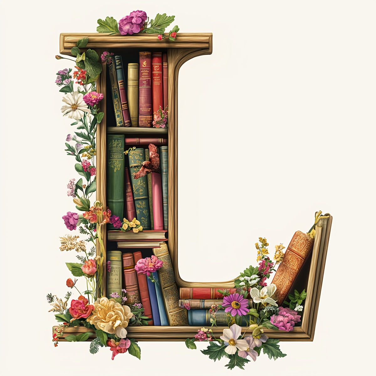 1pc JOZYSH Large Alphabet Cross Stitch DIY Kit with A-Z Letters, Numbers & Floral Frames - Complete Set with Pre-Printed Canvas, Needles, Threads, Instructions - 40x40cm/15.7x15.7in - Perfect for Home/Office Decor, Birthday/C