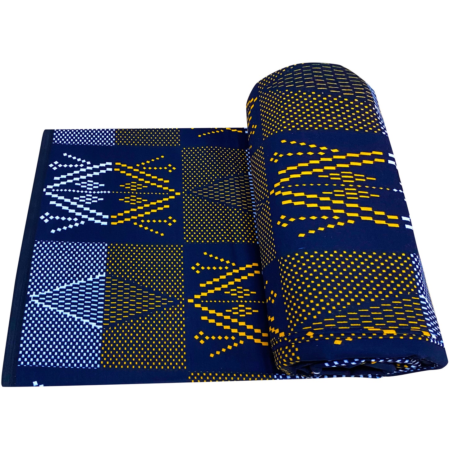 Large W&F Ankara African Wax-print Fabric - 100% Vibrant Blue & Golden Floral Pattern, 6 Sizes for Handicrafts, African Clothing & Home Decor | Hand Wash Only, Cultural Aesthetic Fabric for Sewing Projects, Fashion Designers
