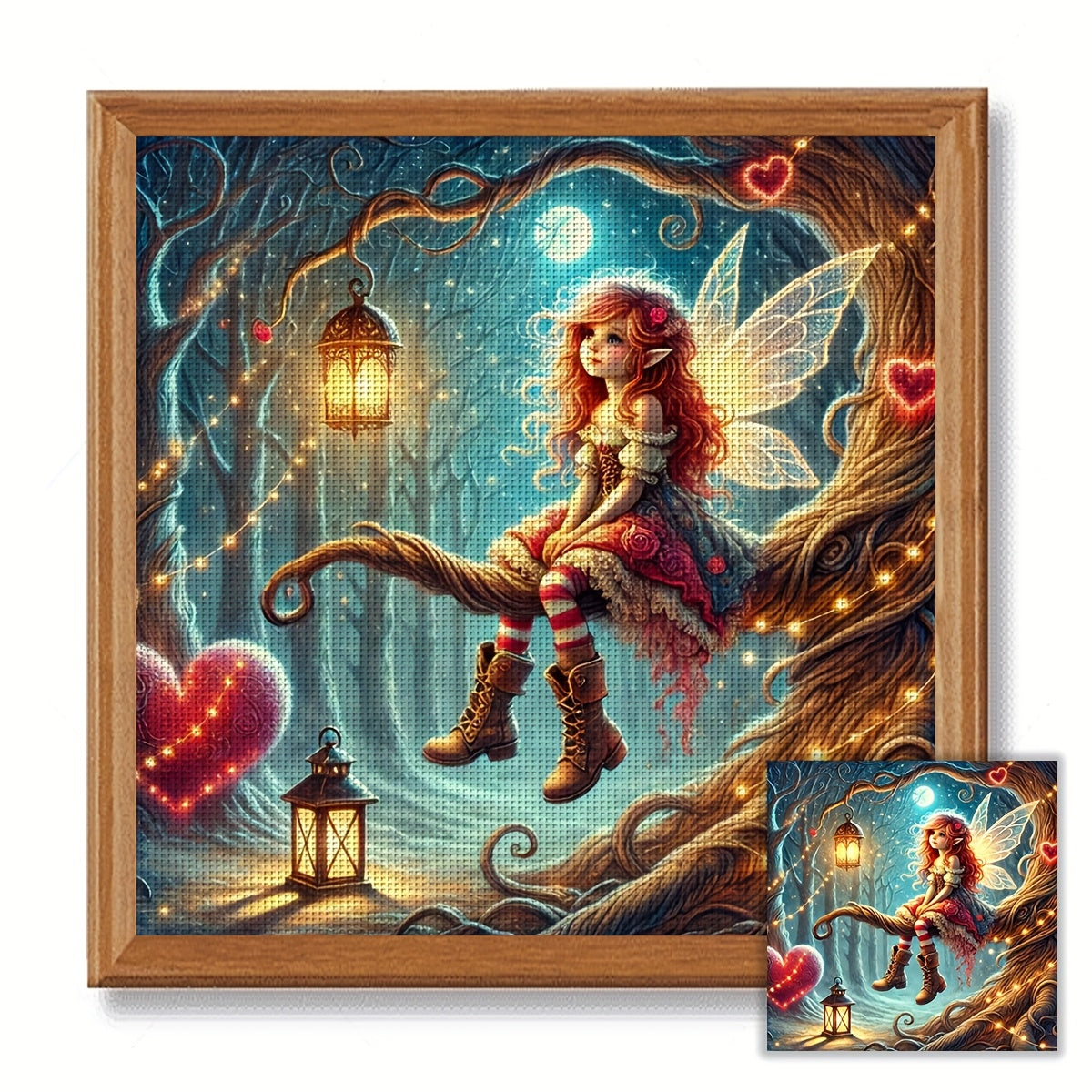 ZUOANLF 1set 50x50cm/19.7x19.7Inch DIY Cross Stitch Kit Frameless, Cute elf, stamped cross stitch kits, Embroidery Set for Home Decor, Includes Patterned Fabric & Threads, Perfect for Living Room Entrance or Bedroom Decoratio