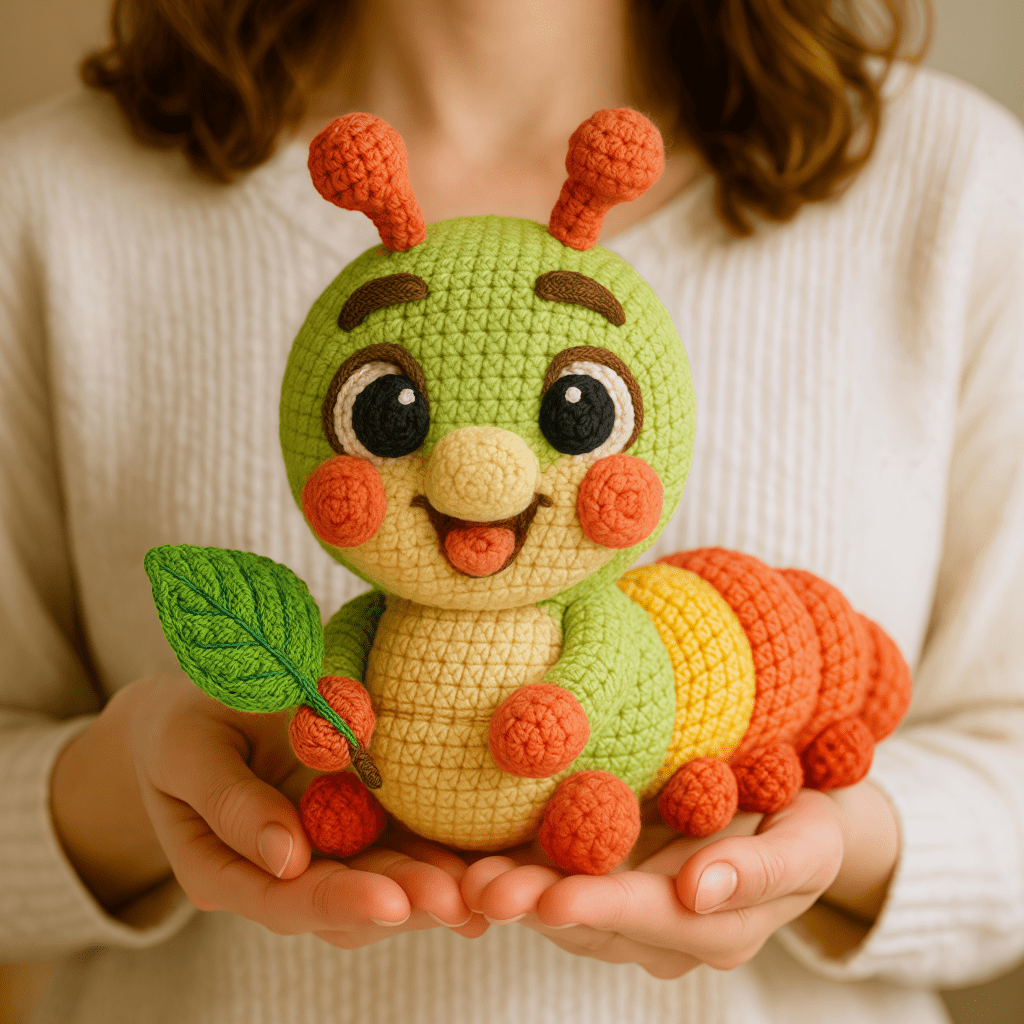 1 Set Complete DIY Crochet for CATERPILLAR Kit for Adults & Beginners - All-in-One with Yarn, English Manual & - Create Cute Handmade Doll, Stuffed Animal, Amigurumi - Soft Fabric Crafting Set, No-Sew Hooking Techniques, &