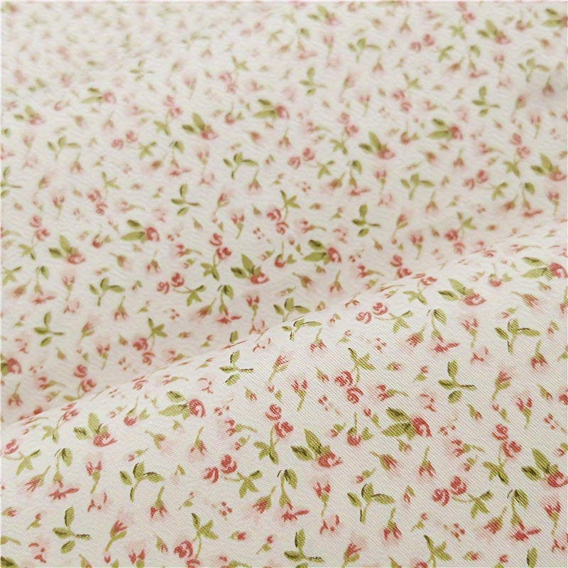 1pc Red Floral Print 100% Cotton Precut - Soft, Breathable & Durable Craft Material for DIY Sewing, Quilting, Doll Clothes, Upholstery & Patchwork - Machine Washable, Sewing Supplies Accessories
