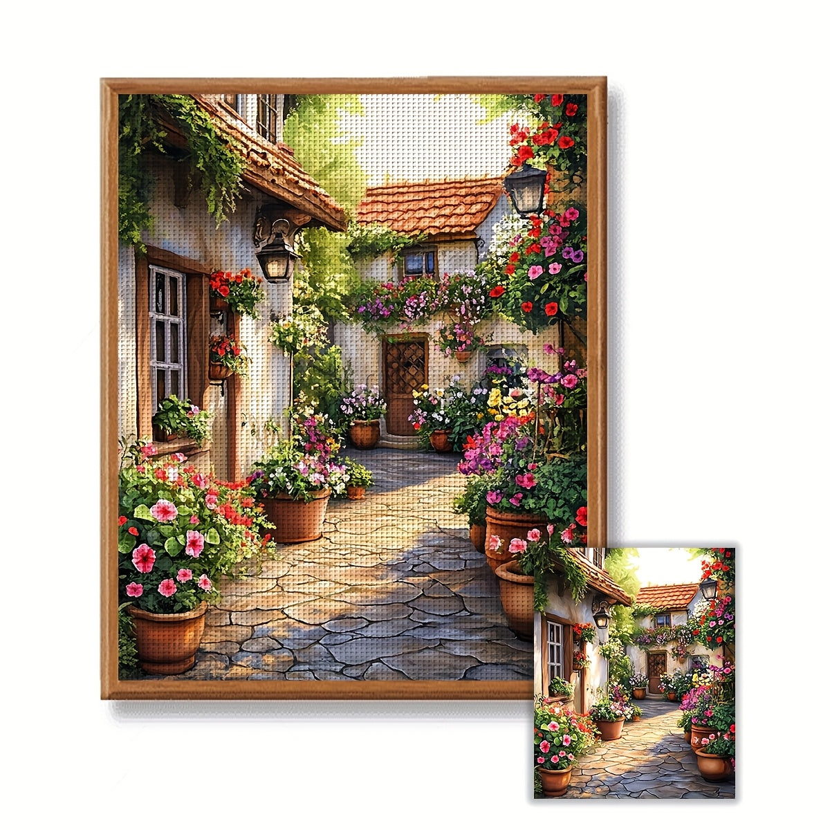 JOZYSH 1set 40x50cm/15.7x19.7Inch DIY Cross Stitch Kit Frameless, Beautiful scenery, stamped cross stitch kits, Embroidery Set for Home Decor, Includes Patterned Fabric & Threads, Perfect for Living Room Entrance or Bedroom D