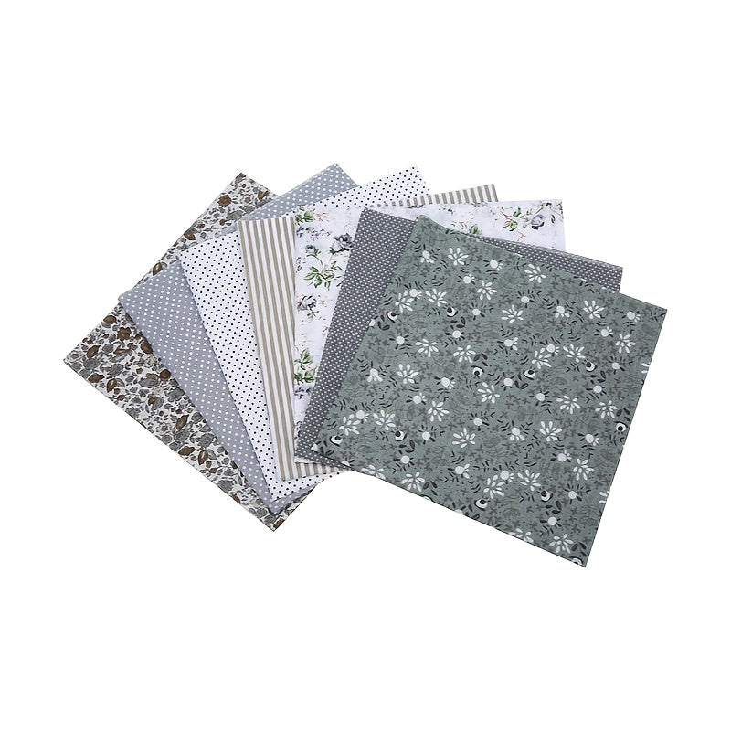 7pcs 9.84inch x 9.84inch Cotton DIY Making Supplies Quilting Patchwork Fabric Fat Quarter Bundles for Quilting, Different Patterns Printed Cotton Squares Handmade Craft Cloths Bundle for Sewing Patchwork, Quilting, DIY Scrapb