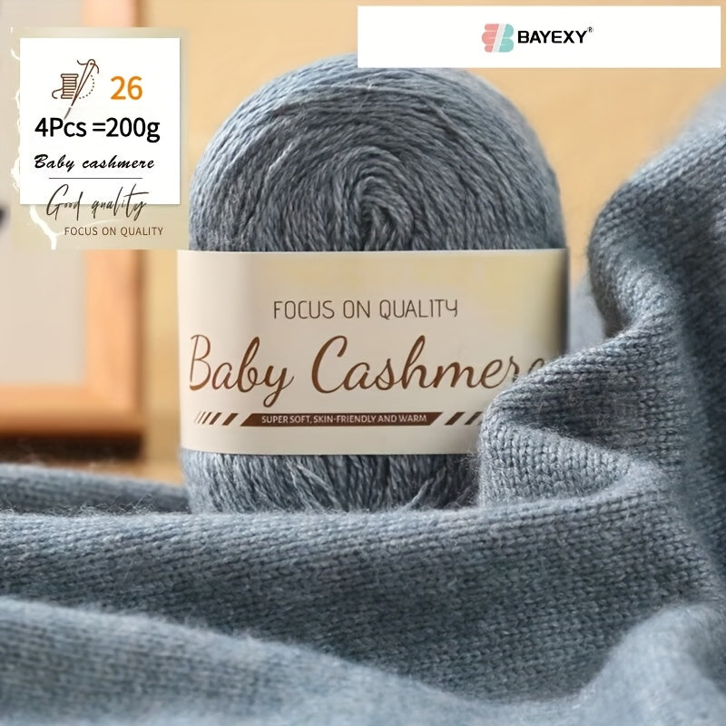 4pcs 200g Luxury Cashmere Yarn | Suitable for Hand Knitting Sweaters, Scarves, and Shawls - Soft, Warm, Multicolored Wool by BAYEXY