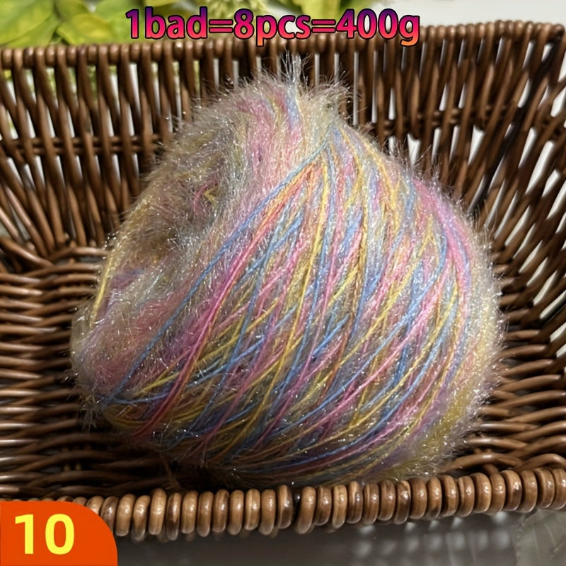 A Large Economical Pack of 400G of Soft Long-Haired Yarn, Suitable for Sweaters, Scarves, Jackets, Shawls, Hats, Coats, Etc. This Yarn Material Kit Is Perfect for DIY Projects. 1 Pack = 8pcs = 400G, Consisting of 80% Acrylic