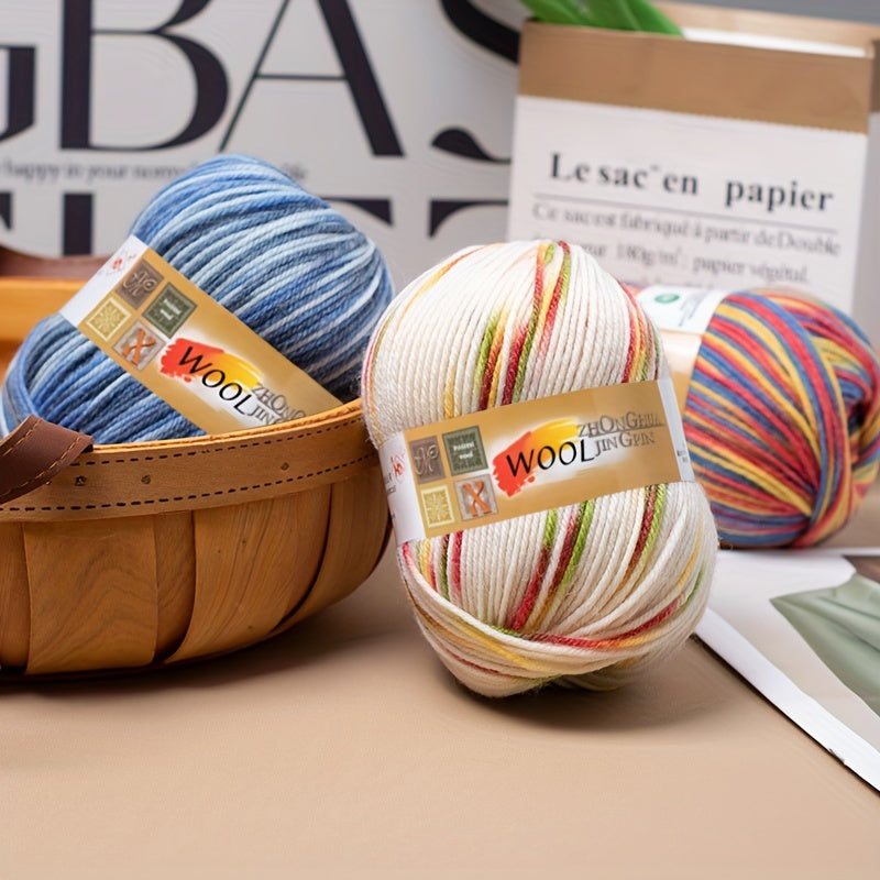 5pcs/set Wool 100.00% Yarn, Gradient Section Dye Wool Thread Soft And Skin-friendly Yarn Suitable For Crocheting And Knitting Sweater, Blanket, Scarf, Hat 100g/pc