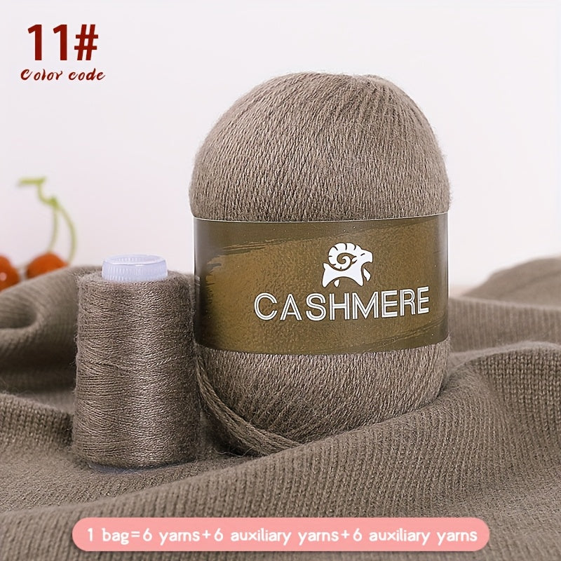6Pairs Cashmere 100. Yarn, Soft Warm Yarn for DIY Crocheting And Knitting Hat, Scarf Total 300G+120G