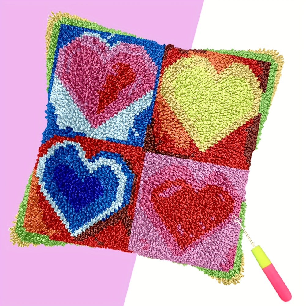 Latch Hook Kit DIY Throw Pillow Cover Sofa Cushion Owls and love Pattern Cross Stitch Material Pack