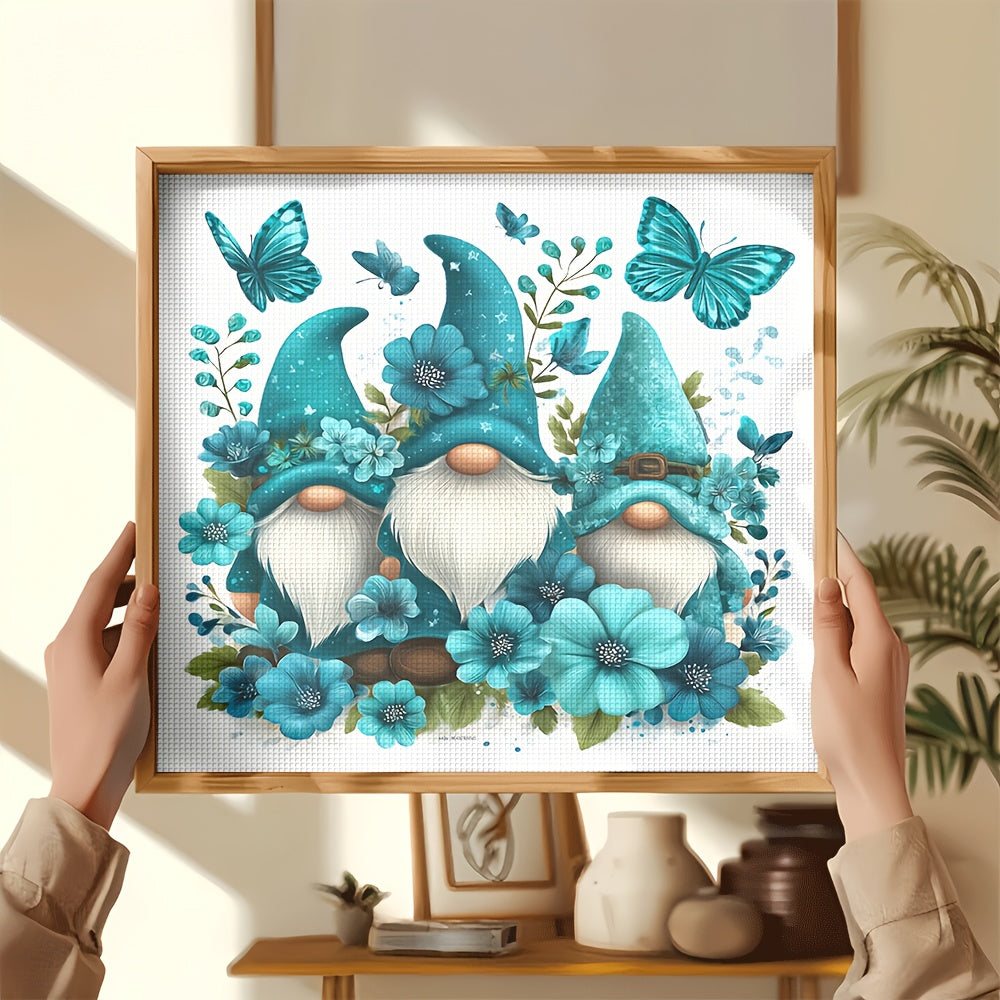 DIY Cross Stitch Kit - Whimsical Gnome & Butterfly Design, 11CT Embroidery Set for Living Room & Bedroom Wall Decor, Complete with Threads, Needles, and Instructions, Home Art Craft Kit|Playful Design|Detailed Embroidery, Cro