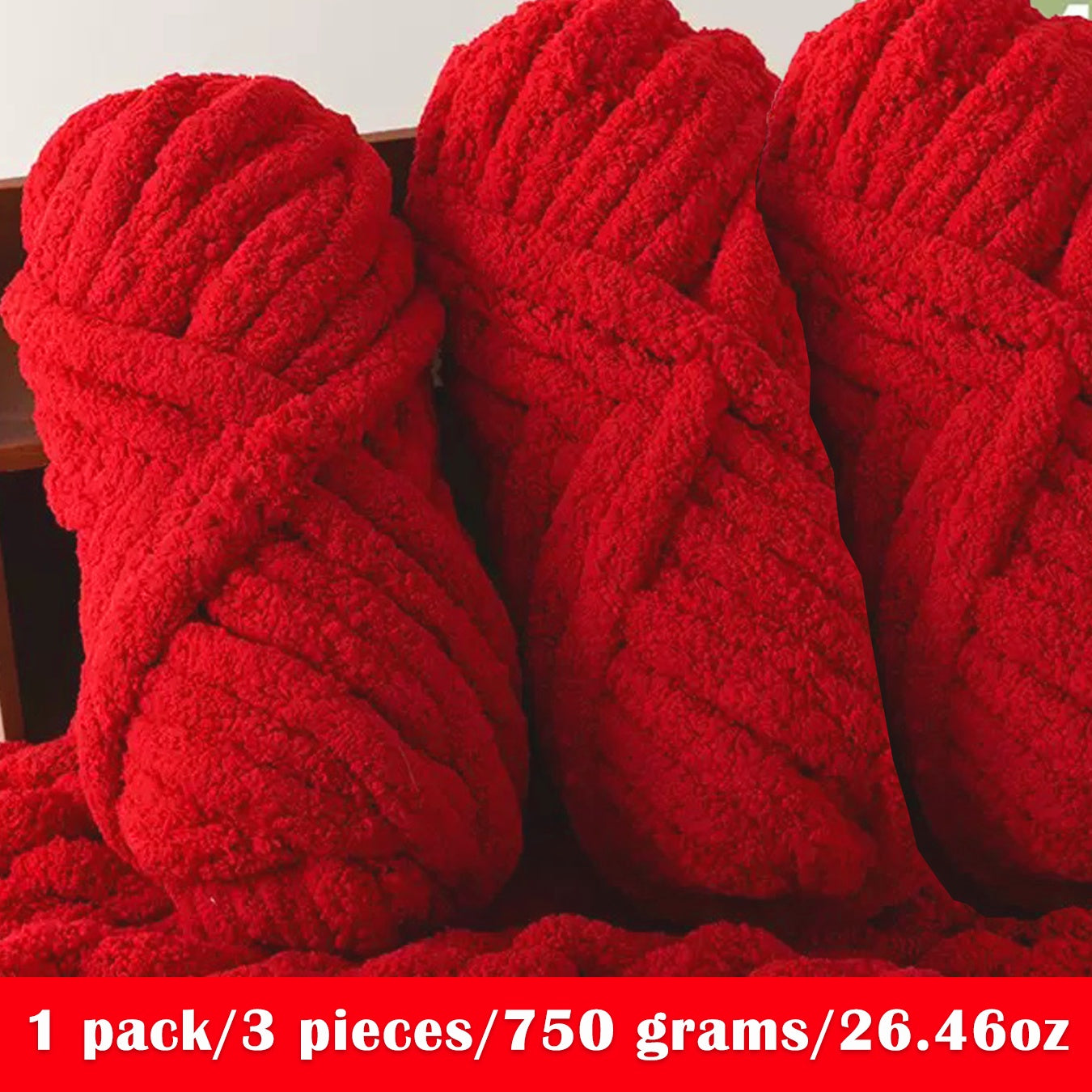 1 Pack/3 Balls/750g Large Roll Heavyweight Extra Thick Cat Tail Knitted Scarf Yarn Polyester Icelandic Yarn for Scarves, Hats, Rugs, Pet Beds, Chenille Yarn, Suitable for Blankets, Children's Blankets, and Soft Mats, Multiple