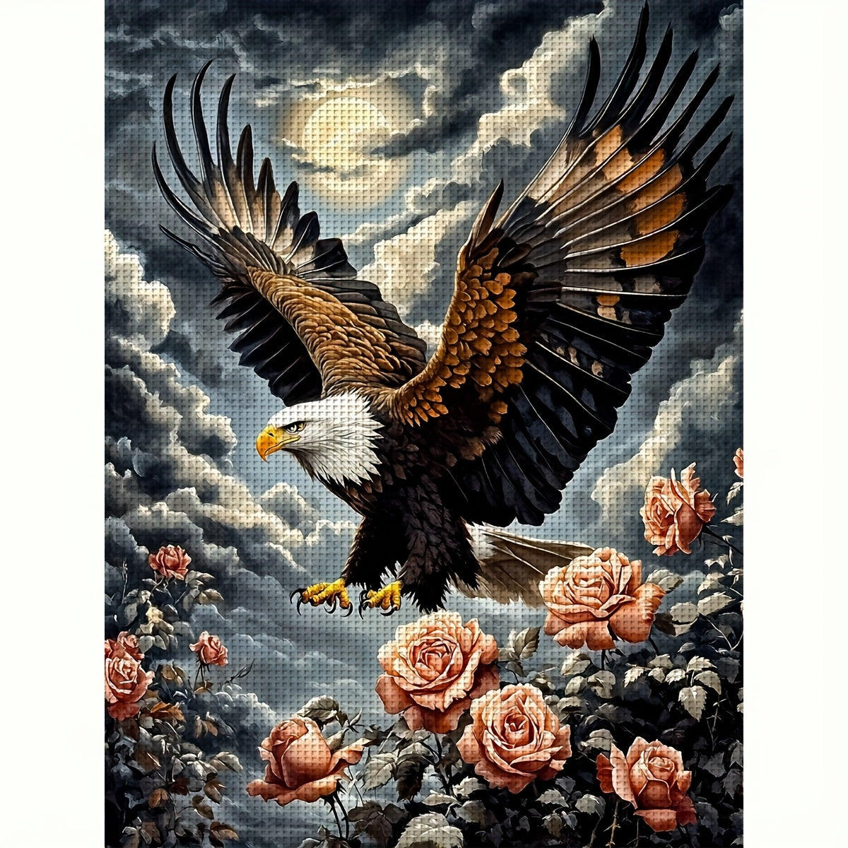 ZUOANLF 1set 40x50cm/15.7x19.7Inch DIY Cross Stitch Kit Frameless, Beautiful eagle, stamped cross stitch kits, Embroidery Set for Home Decor, Includes Patterned Fabric & Threads, Perfect for Living Room Entrance or Bedroom De