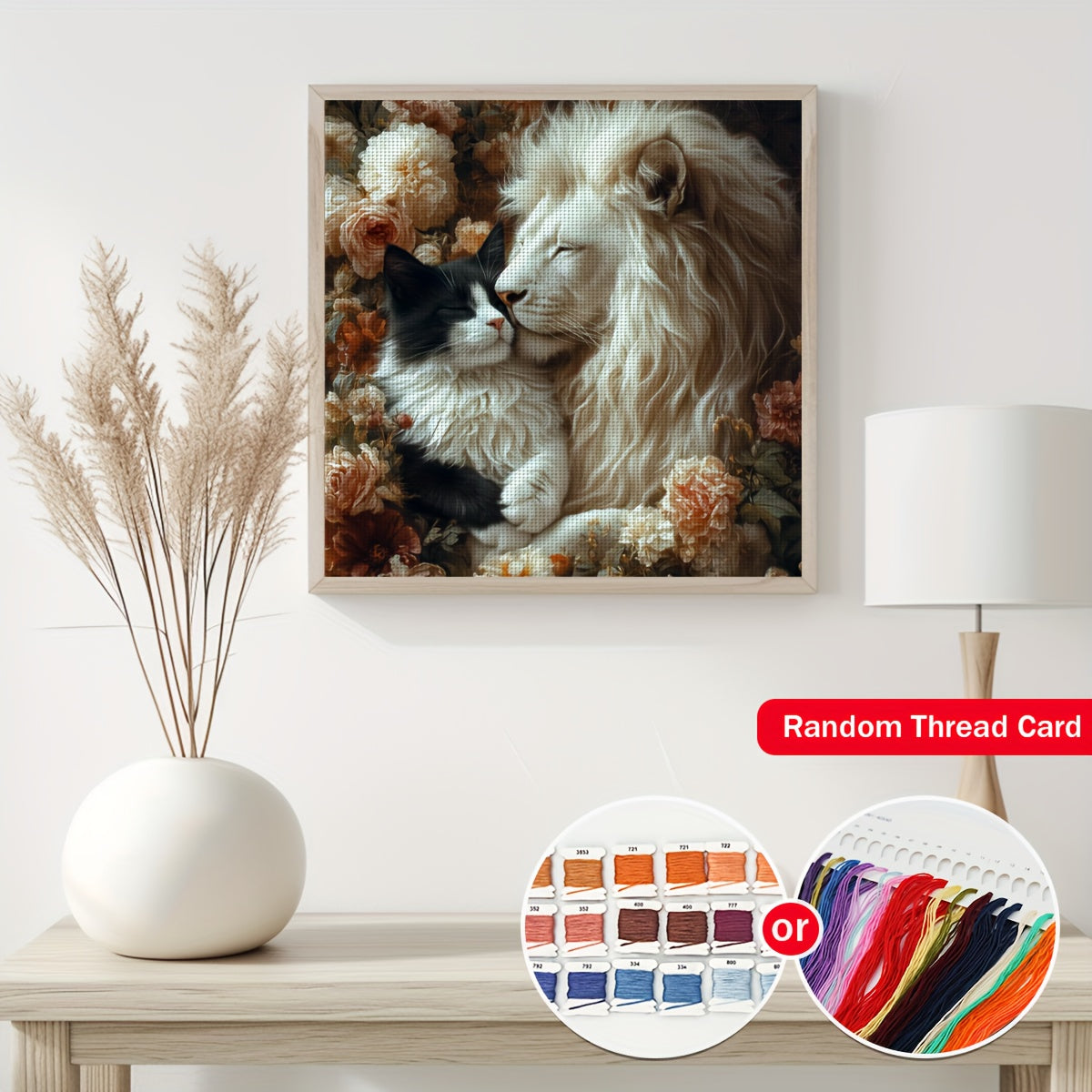 ZUOANLF 1set 40x40cm/15.7x15.7Inch DIY Cross Stitch Kit Frameless, Good friends, stamped cross stitch kits, Embroidery Set for Home Decor, Includes Patterned Fabric & Threads, Perfect for Living Room Entrance or Bedroom Decor