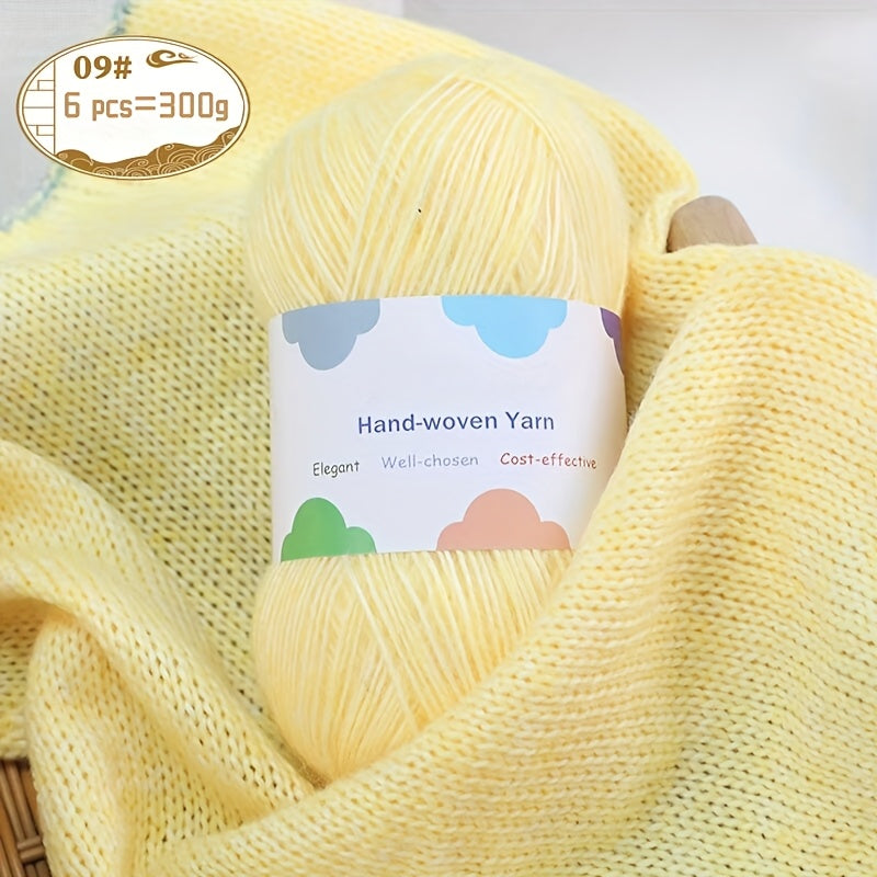 Vibrant Bamboo Fiber Yarn for Crafting, Knitting Fashion Sweaters, Scarves, Hats, Shawls, Coats, Hollow-Out Coats, and Apparel Accessories - 15% Bamboo Fiber, 85% - 1 Bag = 6 Skeins = 300g, Handmade Accessories, Diy Clothing,
