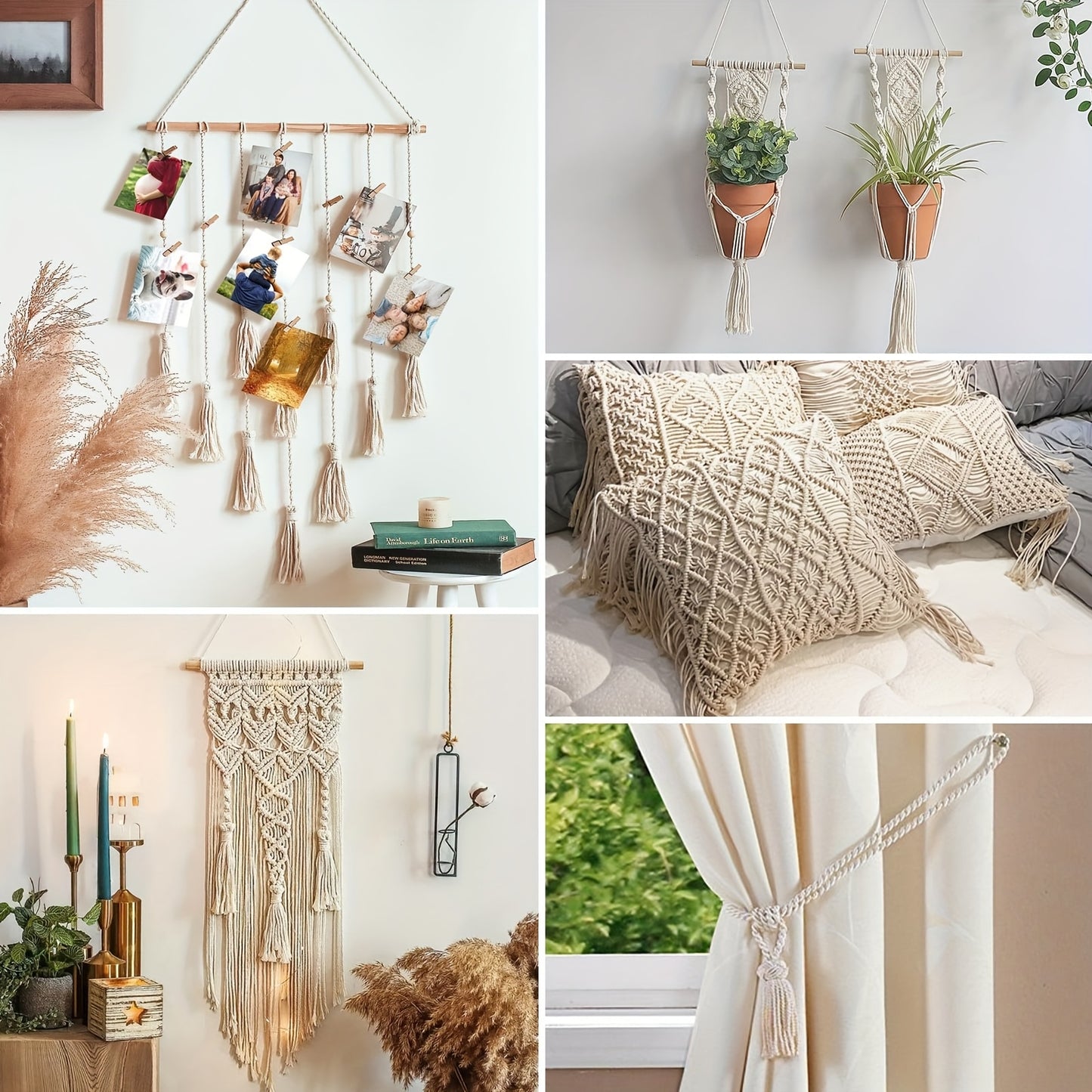 111 Set Of for Adults Beginner Macrame Plant Hanger Kit 5pcs Macrame Yarn 3mm X 1968.5inch with 100 Wooden Beads, 6 Metal Rings, Macrame Set Beginners for DIY Craft Starter Set for Adults And Beginners, Creative Hobby Kit, Ha