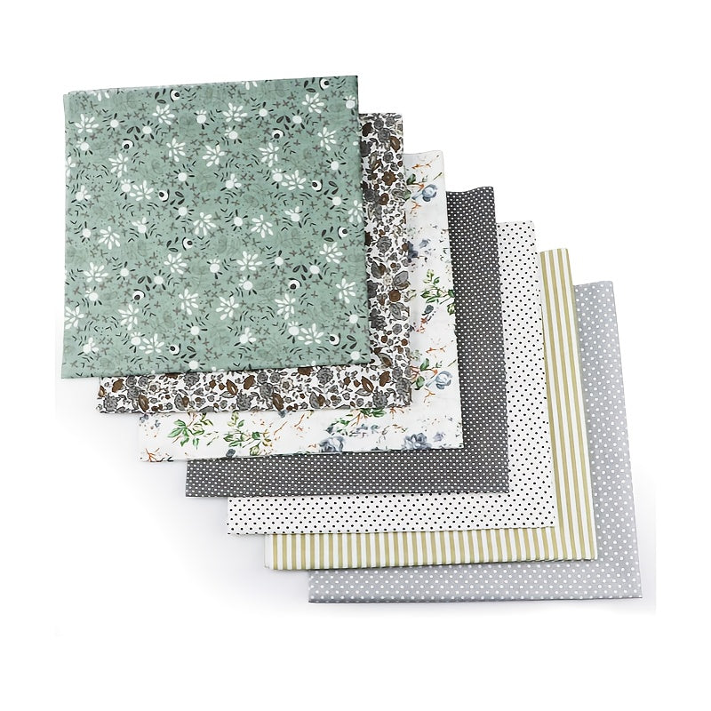 7pcs 20x20 Inch 100% Cotton Bundle - Grey Floral Print Pre-Cut Quilting & DIY Craft Supplies, Soft Breathable No-Pill Fabric for Sewing, Quilting, Home Decor - Perfect for Christmas, Thanksgiving, Birthday Gifts, Quilting Fab